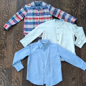 Bundle: Boys Plaid, White, and Blue Kids Dress Shirts